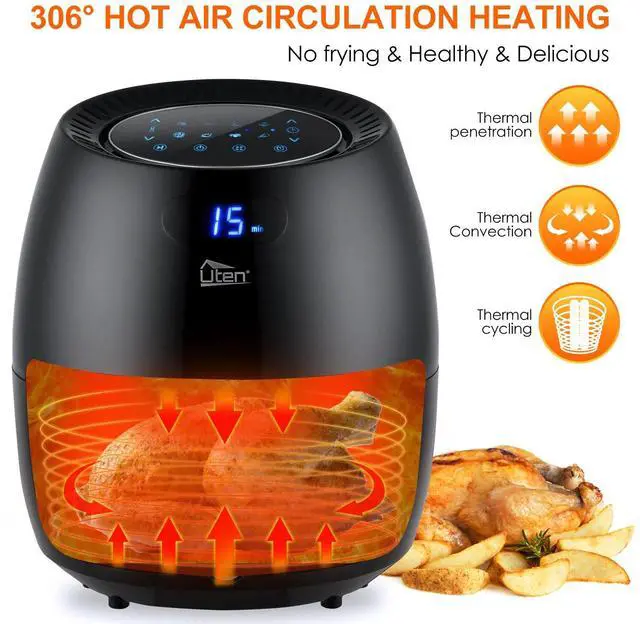 Alt view image 6 of 7 - 1700W Extra Large Deep Air Fryer LCD Display Temperature Control 6.8Q 8 Presets