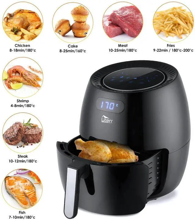 Alt view image 3 of 7 - 1700W Extra Large Deep Air Fryer LCD Display Temperature Control 6.8Q 8 Presets