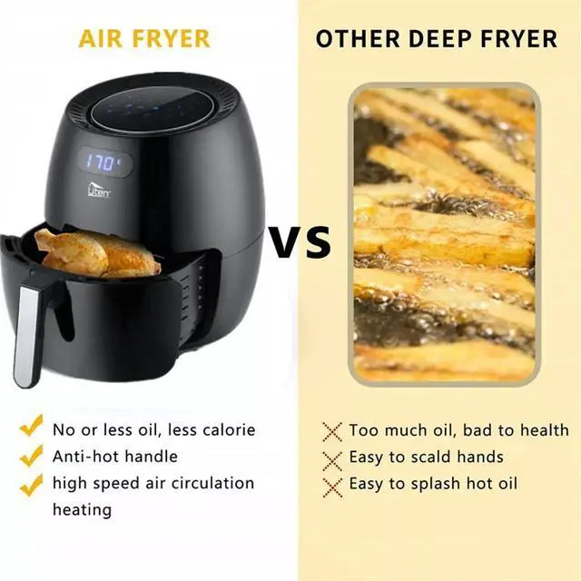 Alt view image 7 of 7 - Air Fryer 6.9QT, Oil Free Healthy Cooker, w/ Adjustable Temperature & Timer