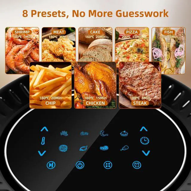 Alt view image 4 of 7 - Air Fryer 6.9QT, Oil Free Healthy Cooker, w/ Adjustable Temperature & Timer