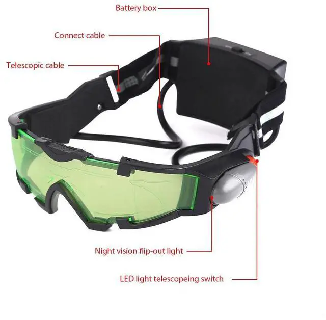 Alt view image 2 of 7 - Spy Gear Night Vision Goggles Luminous Glasses LED Eye Protector Fashionable -US