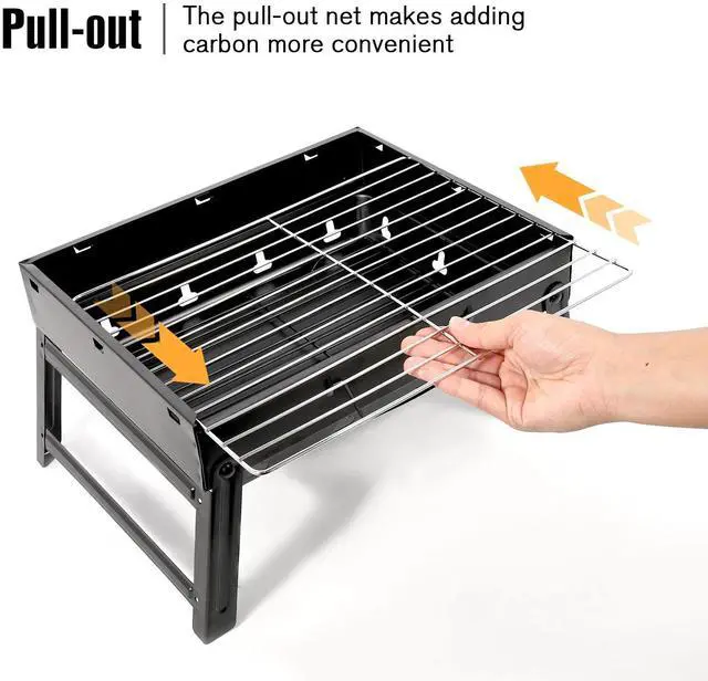 Alt view image 5 of 7 - Foldable BBQ Grill Tool Outdoor Portable Charcoal Barbecue Grill Tabletop