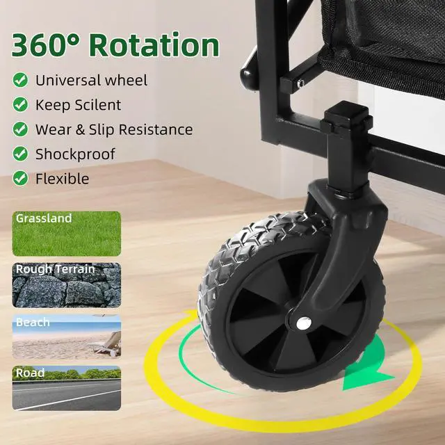 Alt view image 7 of 7 - Heavy Duty Wagon Cart Garden Cart Beach Cart Beach Wagon Collapsible Wagon