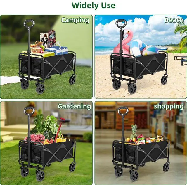 Alt view image 6 of 7 - Heavy Duty Wagon Cart Garden Cart Beach Cart Beach Wagon Collapsible Wagon