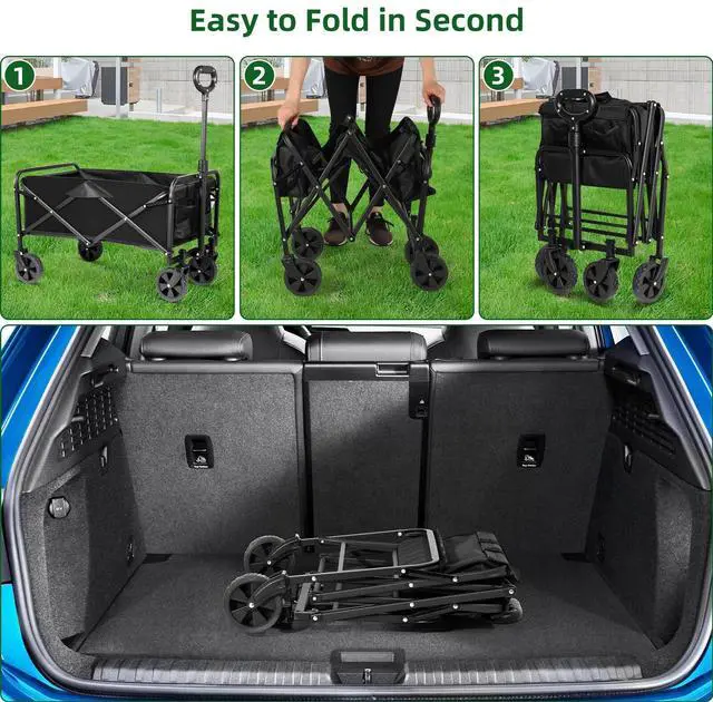 Alt view image 4 of 7 - Heavy Duty Wagon Cart Garden Cart Beach Cart Beach Wagon Collapsible Wagon