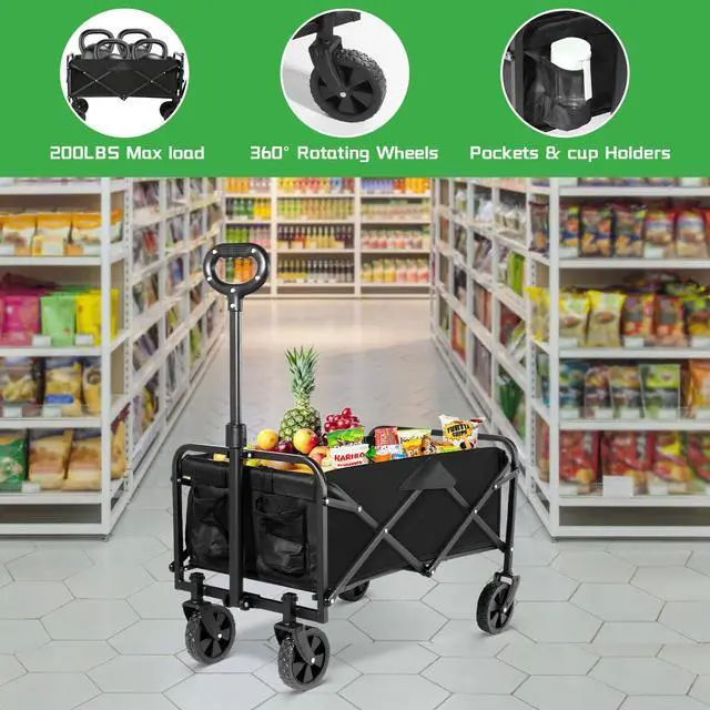 Alt view image 5 of 7 - Heavy Duty Wagon Cart Garden Cart Beach Cart Beach Wagon Collapsible Wagon