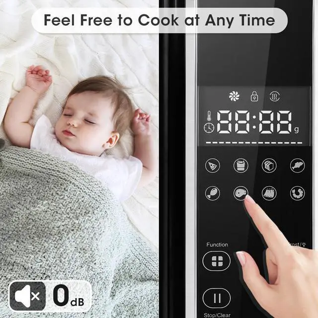 Alt view image 3 of 6 - 8 IN 1 Large Capacity Countertop Microwave Oven w/LED Display Multi-Functional