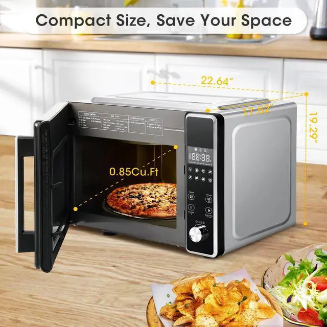 Alt view image 2 of 6 - 8 IN 1 Large Capacity Countertop Microwave Oven w/LED Display Multi-Functional