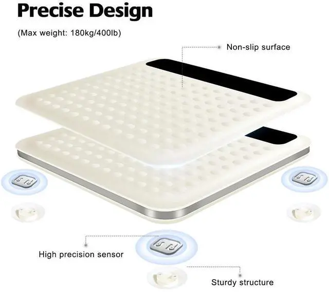Alt view image 4 of 7 - Digital Scale Smart Scale Bathroom Scale with Backlit LED Display, 400 lb