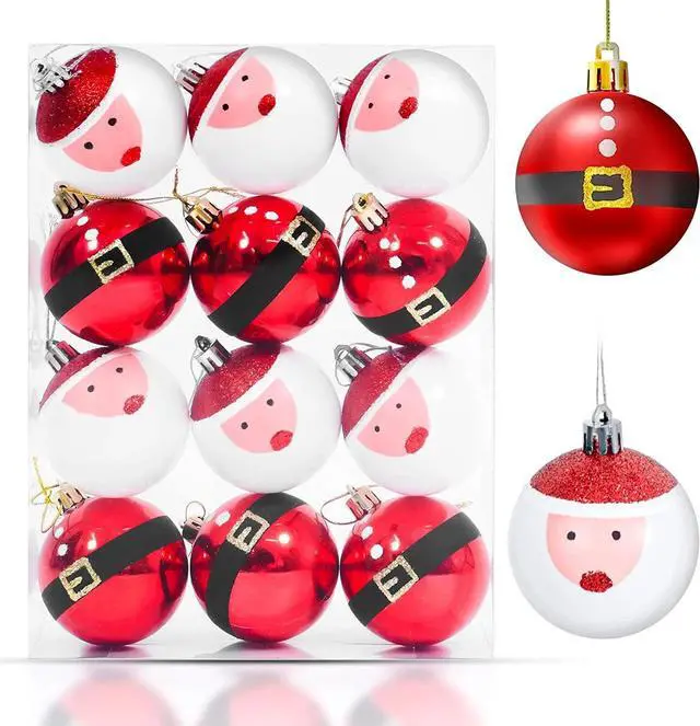 6cm 12pcs Santa Claus Christmas Ball Ornaments Set Holiday Party Xmas Decoration