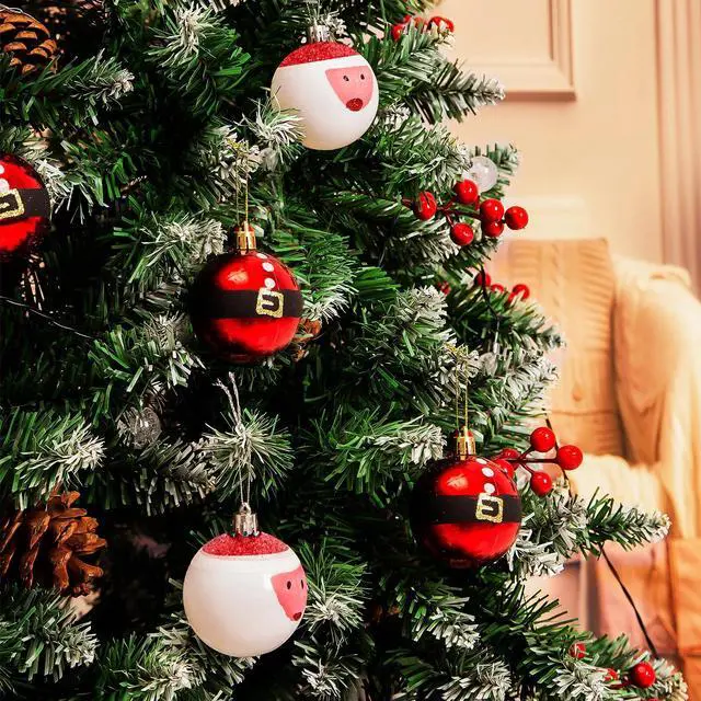 Alt view image 4 of 7 - 6cm 12pcs Santa Claus Christmas Ball Ornaments Set Holiday Party Xmas Decoration