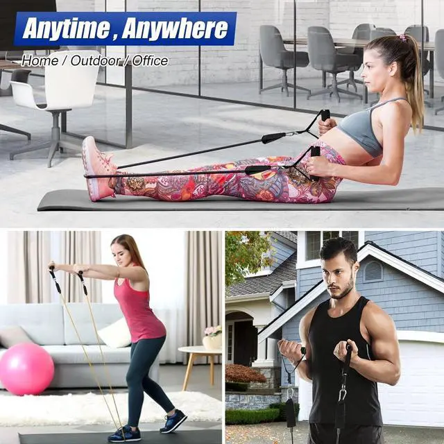 Alt view image 2 of 7 - 11 PCS Resistance Band Set Yoga Pilates Abs Exercise Fitness Tube Workout Bands
