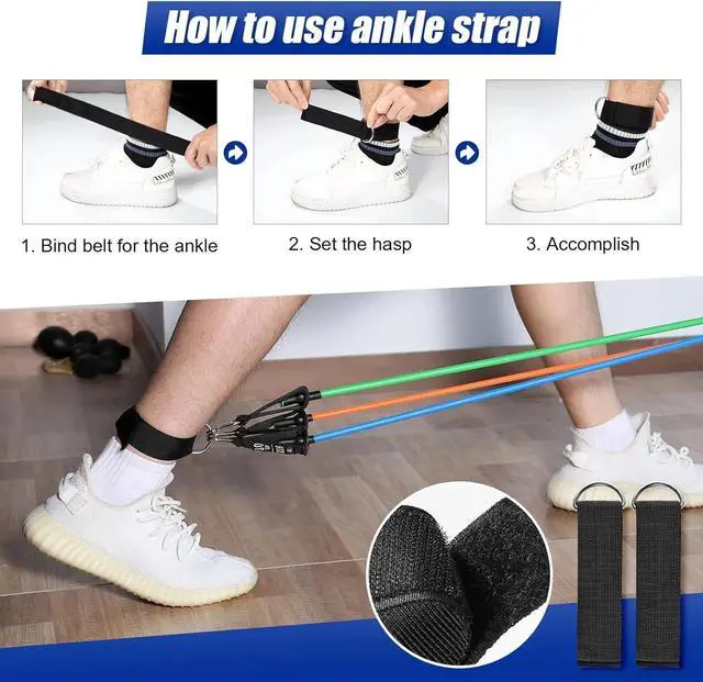Alt view image 3 of 7 - 11 PCS Resistance Band Set Yoga Pilates Abs Exercise Fitness Tube Workout Bands