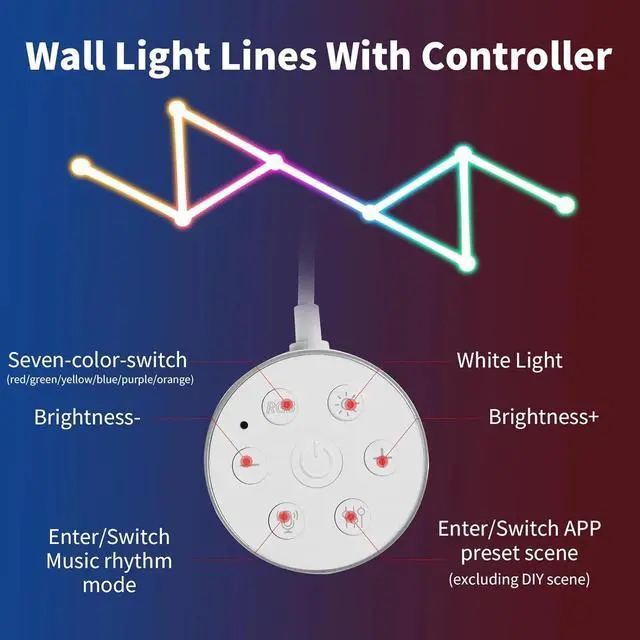 Alt view image 4 of 7 - RGB Wall Light LED Splicing Gaming Lights Backlit Modular Wi-Fi Lights Work New