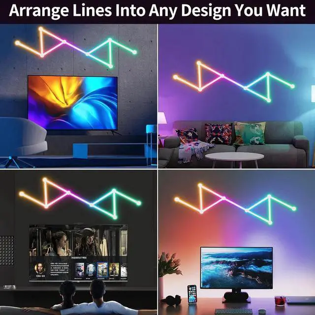 Alt view image 6 of 7 - RGB Wall Light LED Splicing Gaming Lights Backlit Modular Wi-Fi Lights Work New