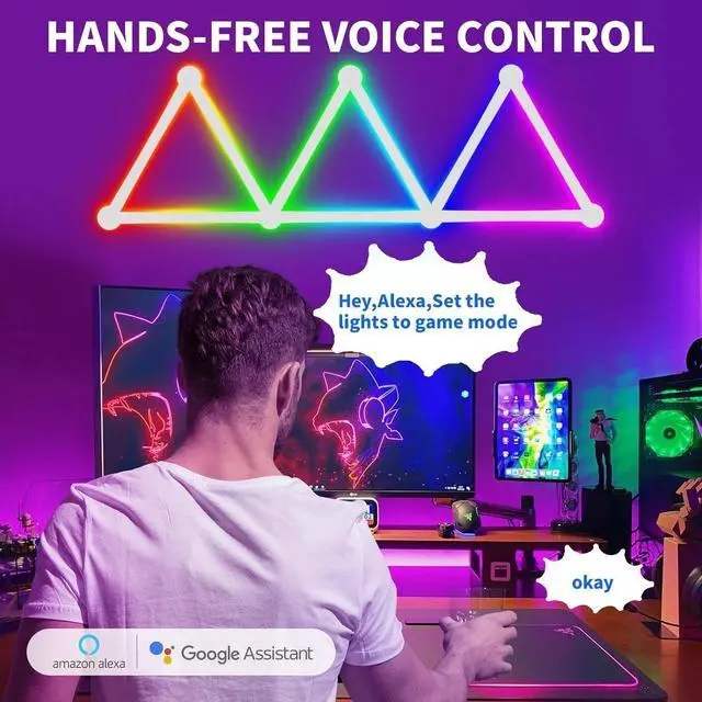 Alt view image 3 of 7 - RGB Wall Light LED Splicing Gaming Lights Backlit Modular Wi-Fi Lights Work New