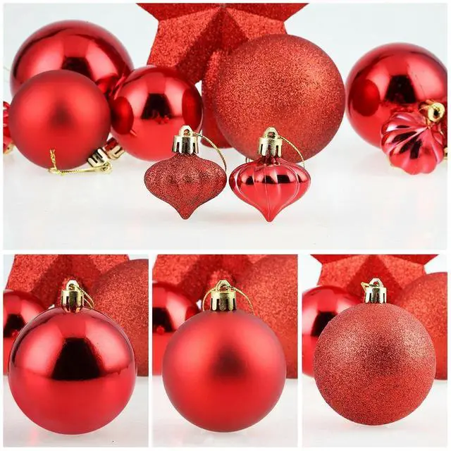 Alt view image 6 of 7 - 16Pcs Christmas Tree Balls + Star Topper Xmas Tree Ornament Hanging Decor Set