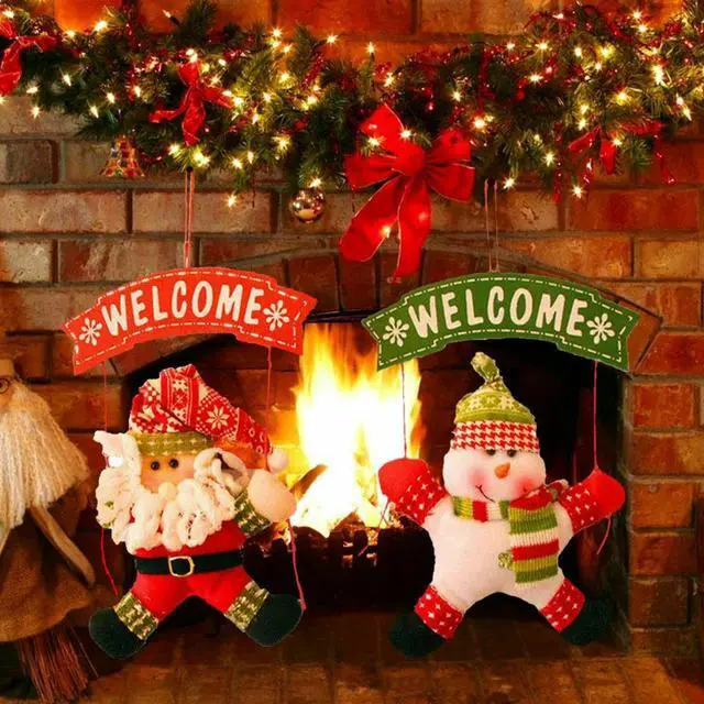 2X/SET Santa Claus Snowman Door Hanging Christmas Tree Home Decor Ornaments Xmas
