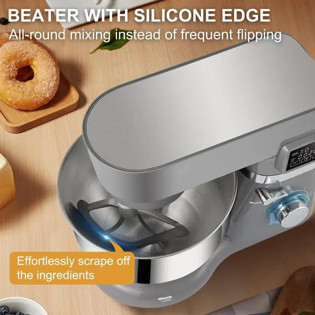 Alt view image 5 of 7 - Stand Mixer 660W 5.8Qt Electric Dough Mixer 6 Speeds LCD Screen Timing