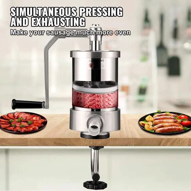 Alt view image 3 of 7 - Uimoso Sausage Stuffer 2.5LB/1.5L Meat Filler Machine Meat Press Stainless Steel