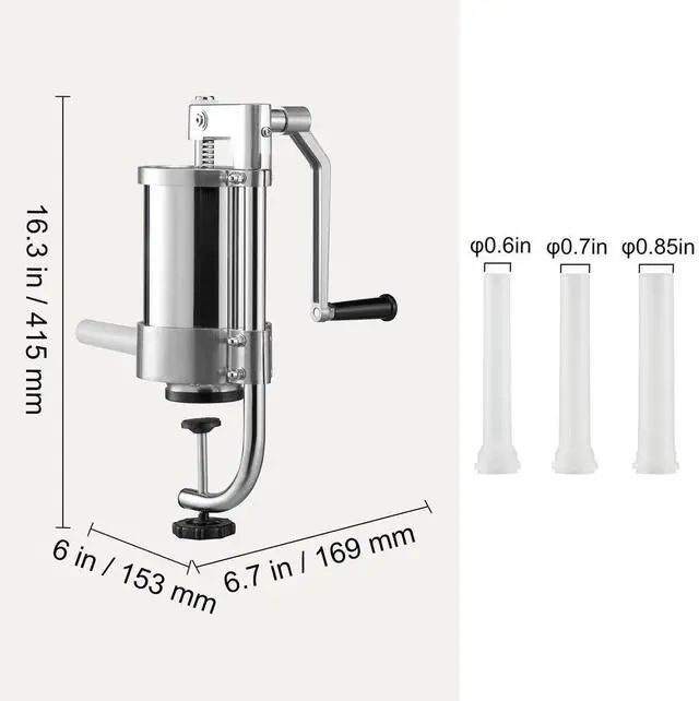 Alt view image 7 of 7 - Uimoso Sausage Stuffer 2.5LB/1.5L Meat Filler Machine Meat Press Stainless Steel