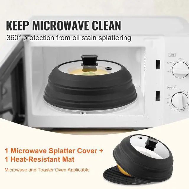 Alt view image 3 of 7 - Microwave Splatter Cover & Mat 10.8" Collapsible Microwave Food Lid 500°F