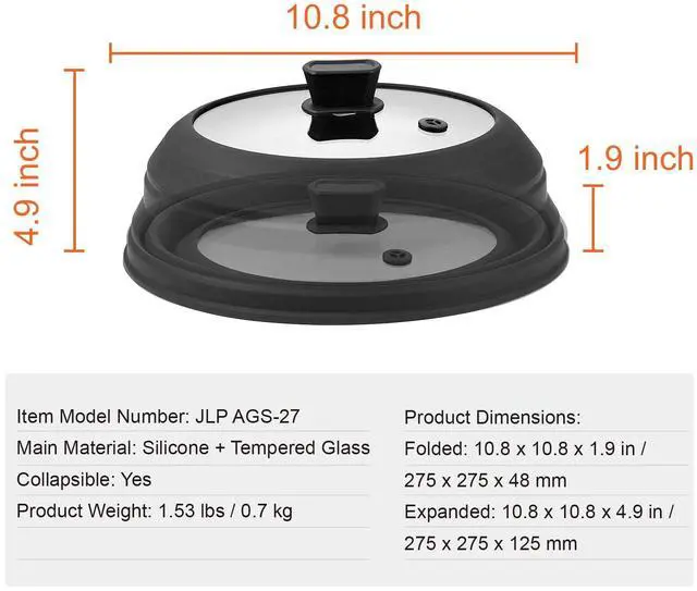 Alt view image 7 of 7 - Microwave Splatter Cover & Mat 10.8" Collapsible Microwave Food Lid 500°F