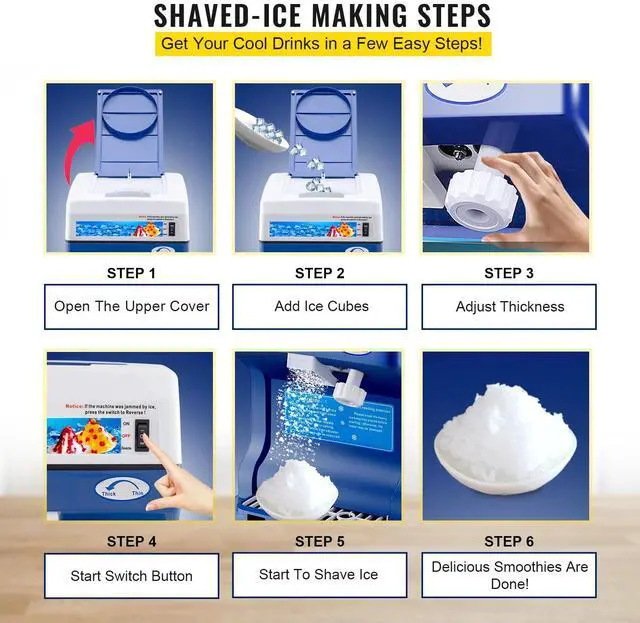 Alt view image 7 of 7 - 265LBS/H Commercial Ice Shaver Ice Crusher Snow Cone Machine PC Paddles