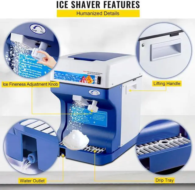 Alt view image 2 of 7 - 265LBS/H Commercial Ice Shaver Ice Crusher Snow Cone Machine PC Paddles