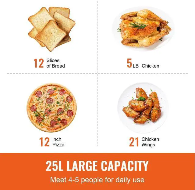 Alt view image 6 of 7 - 12-IN-1 Air Fryer Toaster Oven 25L 1700W Stainless Steel Convection Oven