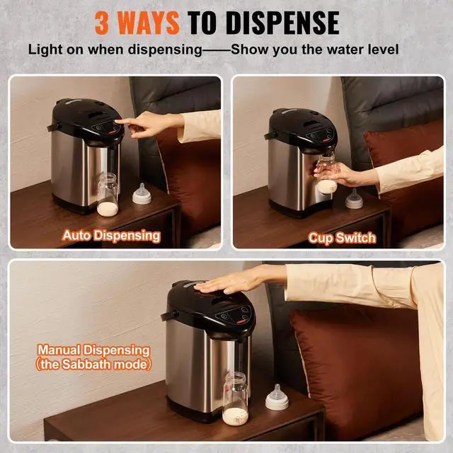 Alt view image 4 of 7 - Hot Water Dispenser 3L/102oz Countertop Hot Water Warmer Pot Urn