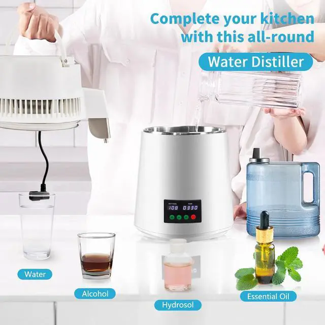 Alt view image 3 of 7 - 4L Water Distiller 1L/H Distilled Water Maker Timing & Temp Display White