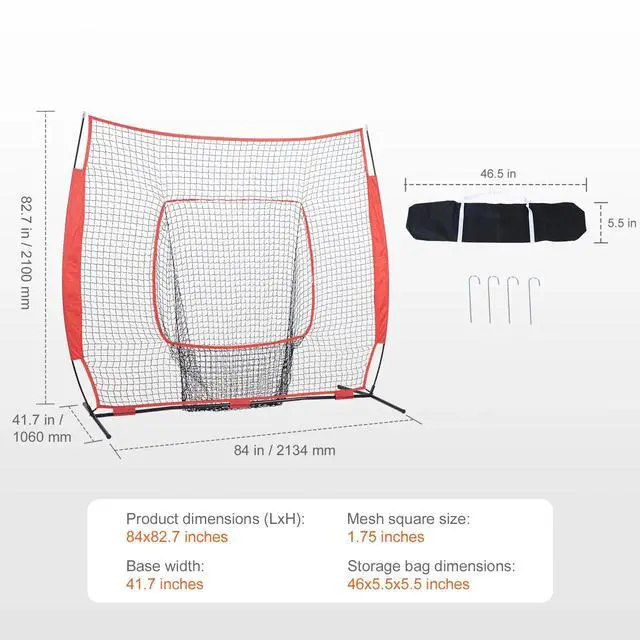 Alt view image 7 of 7 - 7x7 ft Baseball Softball Practice Net Hitting Batting Training Carry Bag