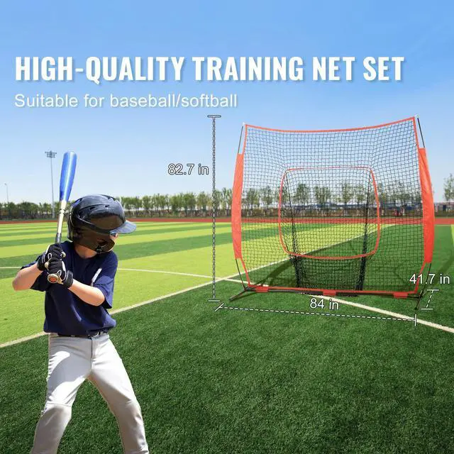 Alt view image 2 of 7 - 7x7 ft Baseball Softball Practice Net Hitting Batting Training Carry Bag