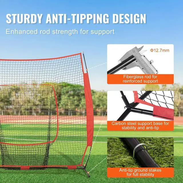 Alt view image 6 of 7 - 7x7 ft Baseball Softball Practice Net Hitting Batting Training Carry Bag