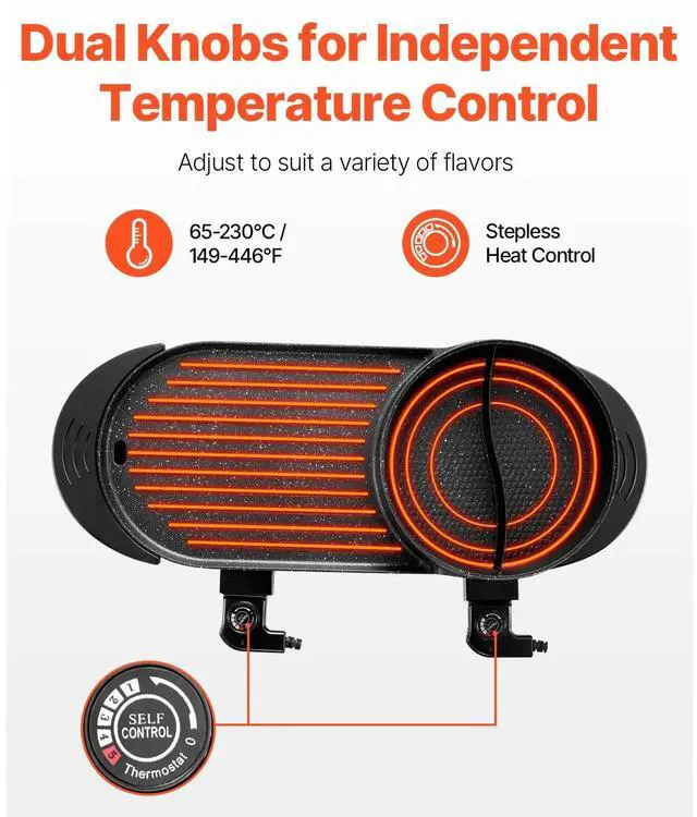 Alt view image 4 of 7 - Hot Pot with Grill 2200W 2-in-1 Electric Smokeless Grill Hot Pot for 1-6 People