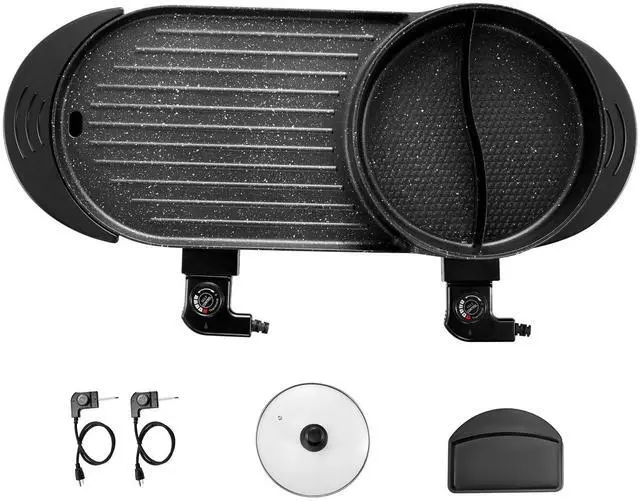 Main image of Hot Pot with Grill 2200W 2-in-1 Electric Smokeless Grill Hot Pot for 1-6 People