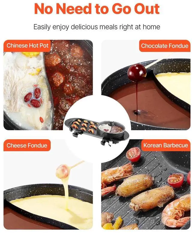 Alt view image 2 of 7 - Hot Pot with Grill 2200W 2-in-1 Electric Smokeless Grill Hot Pot for 1-6 People