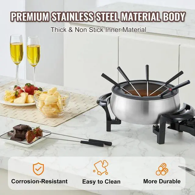 Alt view image 2 of 7 - Chocolate Melting Pot 3Qt Electric Fondue Pot Set Cheese Melting Warmer