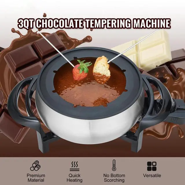 Alt view image 4 of 7 - Chocolate Melting Pot 3Qt Electric Fondue Pot Set Cheese Melting Warmer