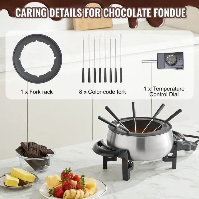 Alt view image 6 of 7 - Chocolate Melting Pot 3Qt Electric Fondue Pot Set Cheese Melting Warmer