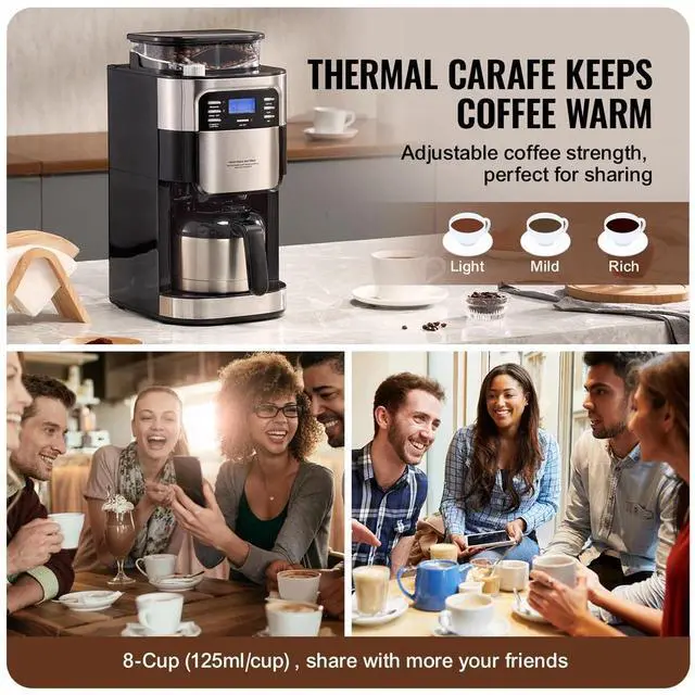 Alt view image 5 of 7 - Coffee Maker 8 Cup Drip Coffee Machine w/ 24-Hour Timer Auto Brew