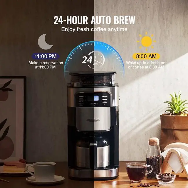 Alt view image 3 of 7 - Coffee Maker 8 Cup Drip Coffee Machine w/ 24-Hour Timer Auto Brew