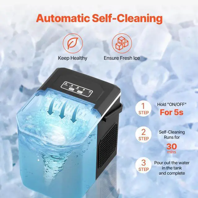 Alt view image 4 of 7 - Countertop Ice Maker Portable Ice Machine Self-Cleaning 9 Cubes in 6 Mins 26 lbs