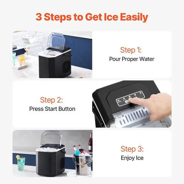 Alt view image 6 of 7 - Countertop Ice Maker Portable Ice Machine Self-Cleaning 9 Cubes in 6 Mins 26 lbs