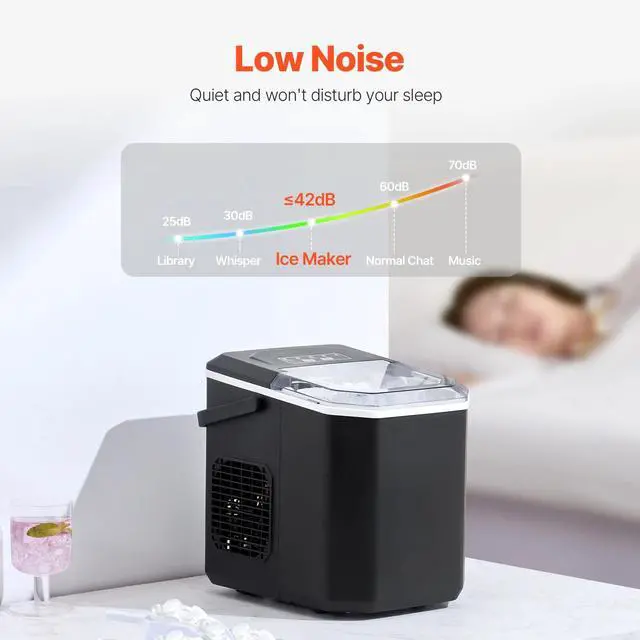 Alt view image 5 of 7 - Countertop Ice Maker Portable Ice Machine Self-Cleaning 9 Cubes in 6 Mins 26 lbs