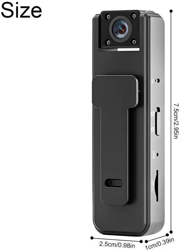 Alt view image 6 of 7 - Portable 1080P Mini Camcorder Police Body Camera HD 180° Video DVR IR Night Cam