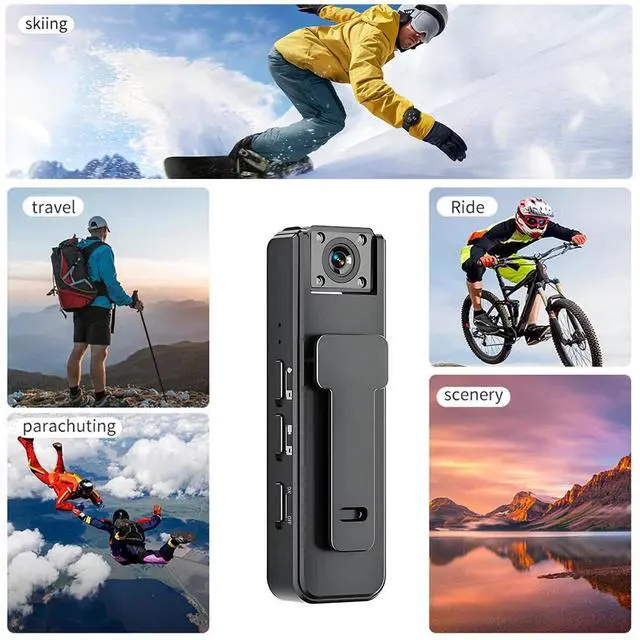 Alt view image 7 of 7 - Portable 1080P Mini Camcorder Police Body Camera HD 180° Video DVR IR Night Cam