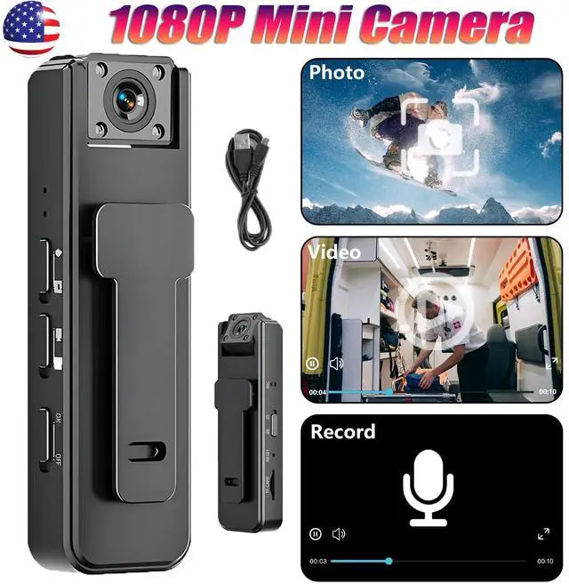 Alt view image 3 of 7 - Portable 1080P Mini Camcorder Police Body Camera HD 180° Video DVR IR Night Cam