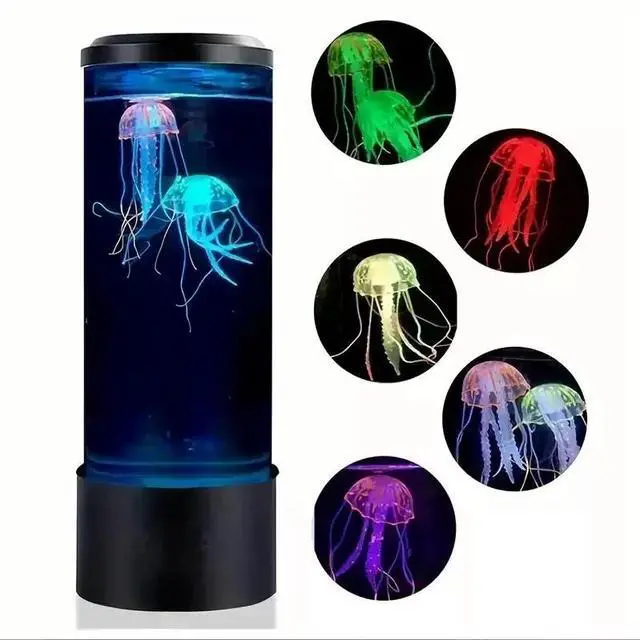 Alt view image 2 of 7 - LED Jellyfish Lava Lamp USB Night Light 10" Color Changing Electric Aquarium